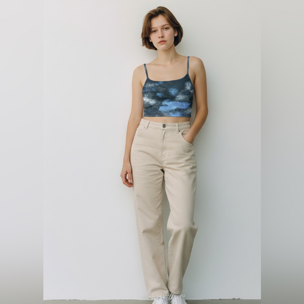 Nike Blue and White Tie-Dye Crop Top